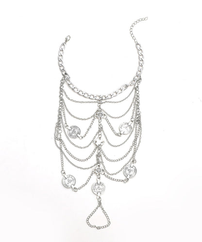 Boho Silk Metal Multilayer Tassel Anklets QU035 JEW-Ank241007