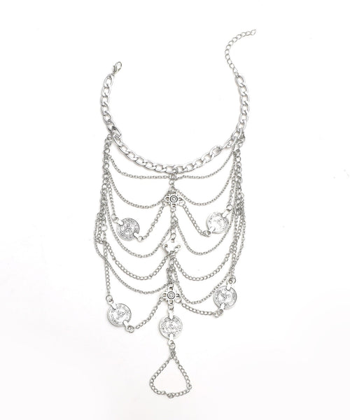 Boho Silk Metal Multilayer Tassel Anklets QU035 JEW-Ank241007