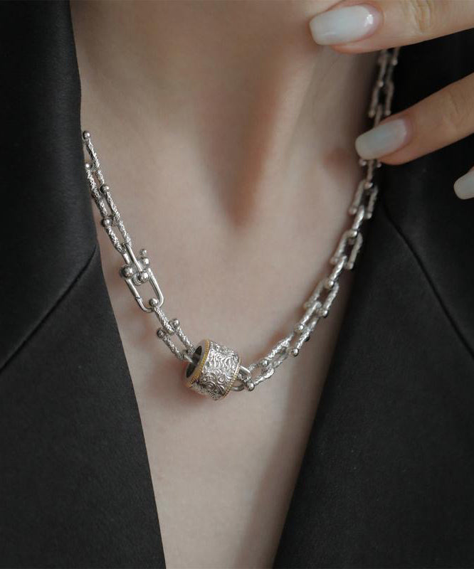 Boho Silk Sterling Silver Chain Pendant Necklace GH1030 Ada Fashion
