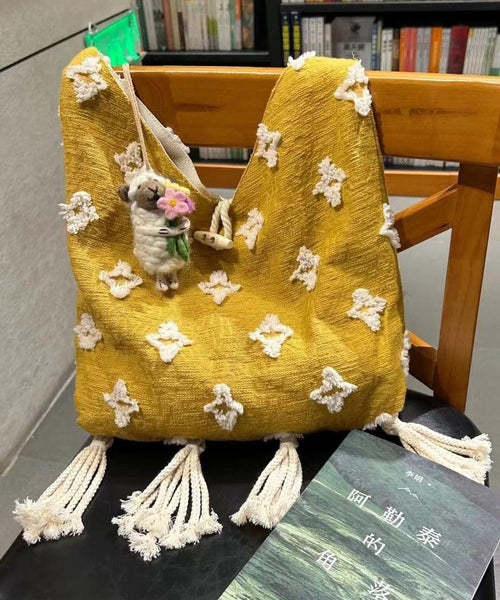 Boho Style Yellow Tassel Canvas Messenger Bag WI027 Bag-BGS241105