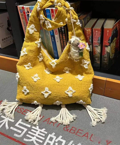 Boho Style Yellow Tassel Canvas Messenger Bag WI027 Bag-BGS241105