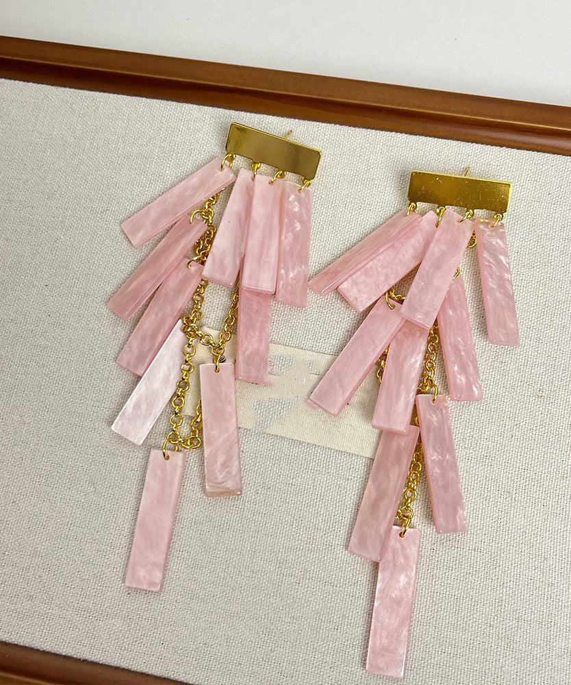 White Tassel Earrings Boho Alloy Drop Acrylic FashionChic
