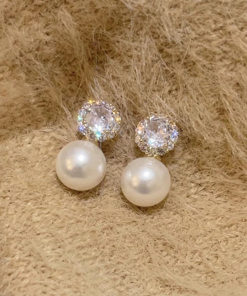 Alloy White Zircon Boho Earrings Pearl Stud FashionChic