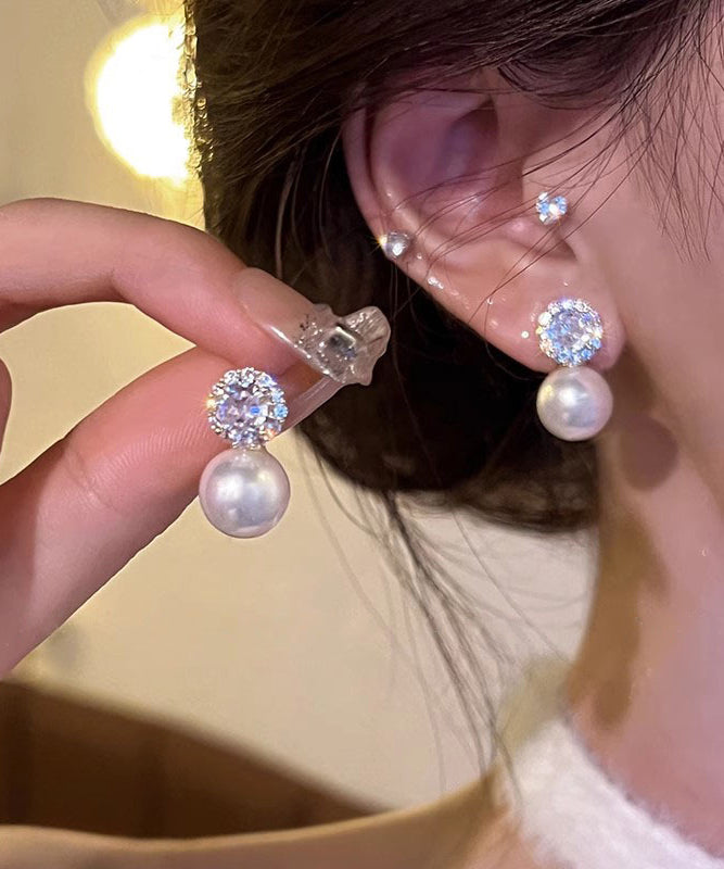 Alloy White Zircon Boho Earrings Pearl Stud FashionChic