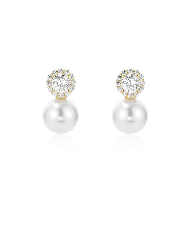 Alloy White Zircon Boho Earrings Pearl Stud FashionChic
