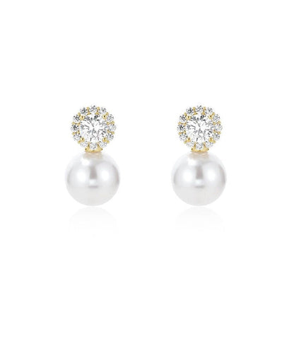 Alloy White Zircon Boho Earrings Pearl Stud FashionChic