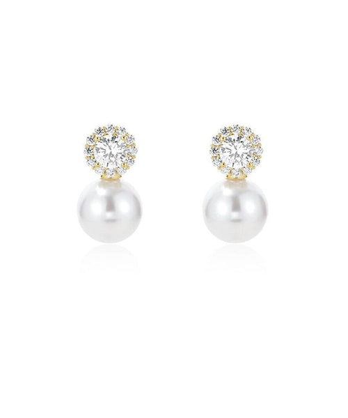 Alloy White Zircon Boho Earrings Pearl Stud FashionChic