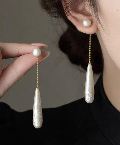 Copper Earrings Pearl White Drop Alloy Water Boho FashionChic