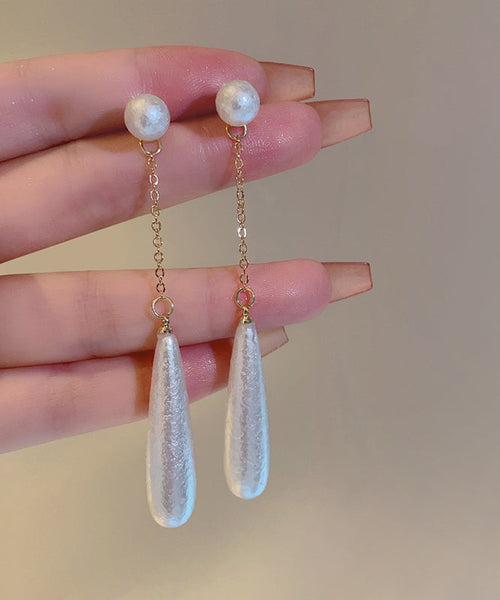 Copper Earrings Pearl White Drop Alloy Water Boho FashionChic