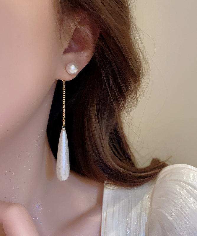Copper Earrings Pearl White Drop Alloy Water Boho FashionChic