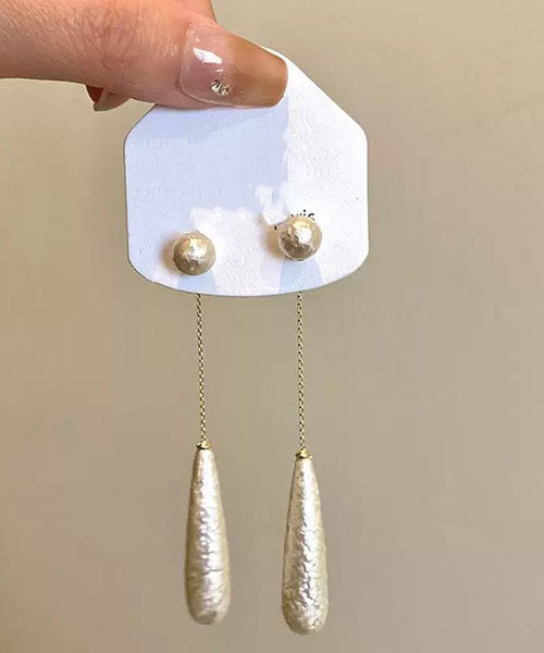 Copper Earrings Pearl White Drop Alloy Water Boho FashionChic