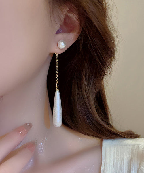 Copper Earrings Pearl White Drop Alloy Water Boho FashionChic