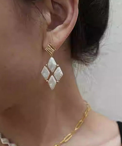 Pear Earrings Boho White Alloy Drop Metal FashionChic