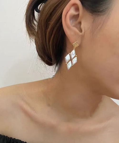 Pear Earrings Boho White Alloy Drop Metal FashionChic