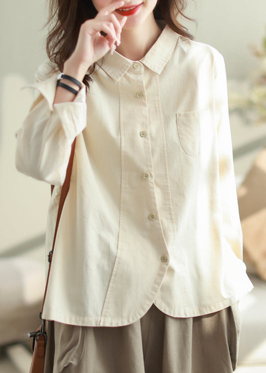 Boho White Oversized Patchwork Cotton Shirt Top Spring TM026 ABC