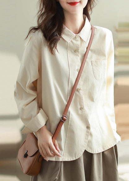 Boho White Oversized Patchwork Cotton Shirt Top Spring TM026 ABC