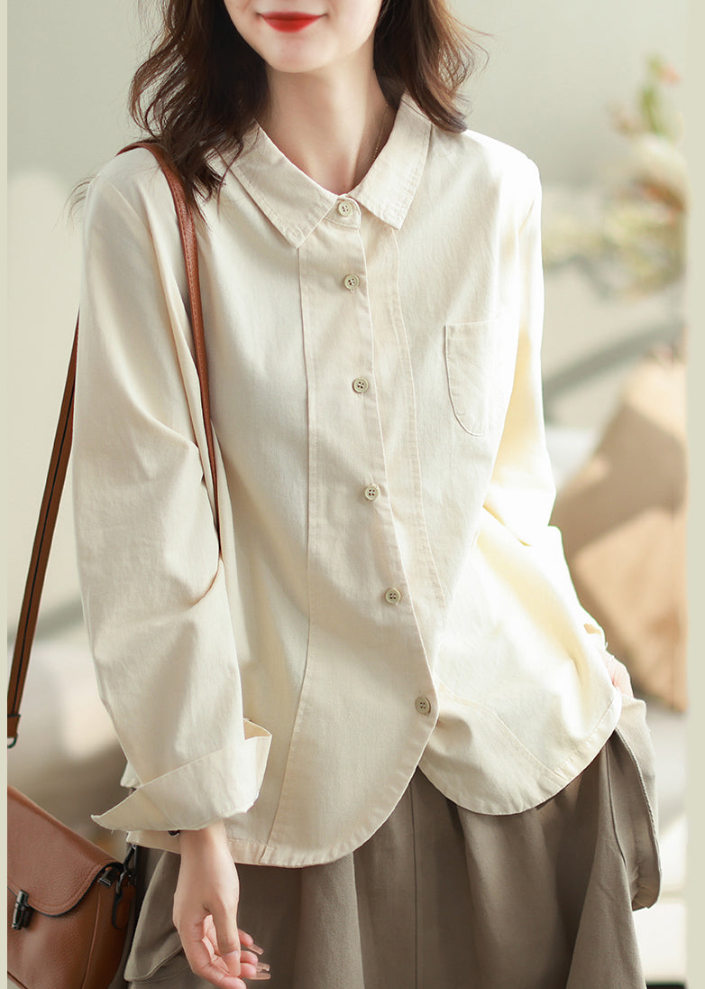 Boho White Oversized Patchwork Cotton Shirt Top Spring TM026 ABC