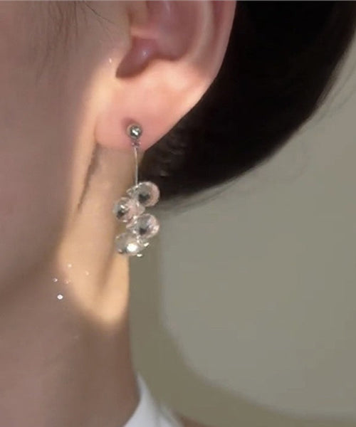 Tassel Boho Glass Drop White Silver Sterling Earrings FashionChic