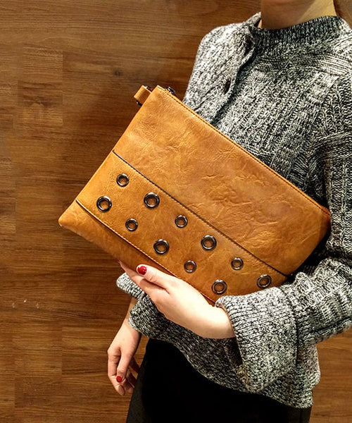 Boho Yellow Nail Bead Faux Leather Wallet Purse UU1089 Bag-BGS240527