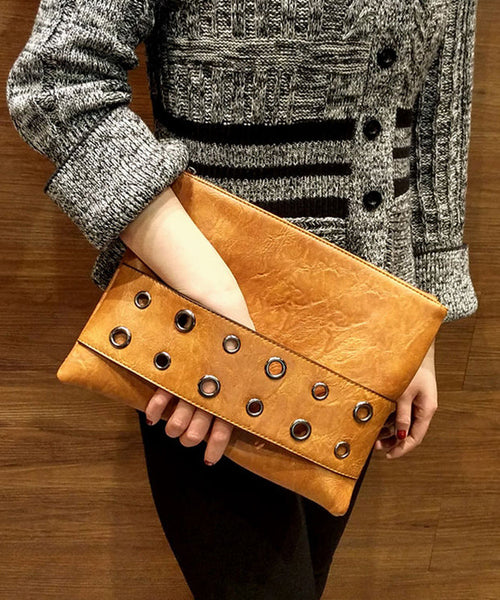 Boho Yellow Nail Bead Faux Leather Wallet Purse UU1089 Bag-BGS240527