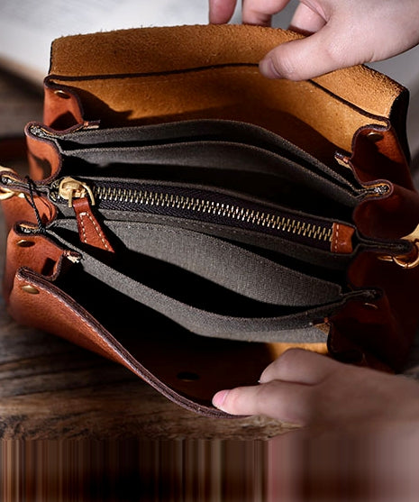 Khaki Cross-body Bag Leather Solid Durable Botique FashionChic