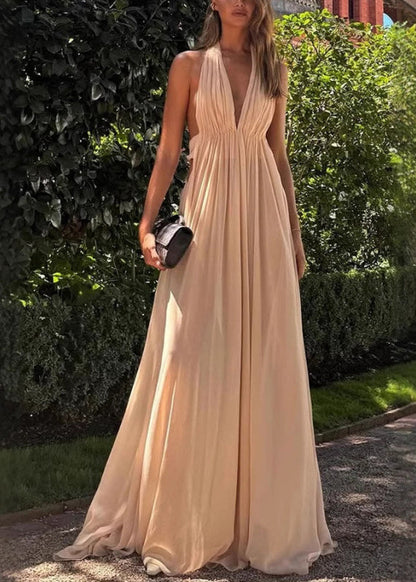 Summer Halter Backless Boutique Apricot Dresses FashionChic