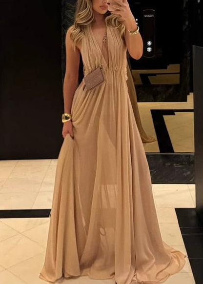 Summer Halter Backless Boutique Apricot Dresses FashionChic