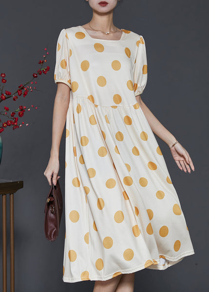 Boutique Beige Square Collar Print Cotton Long Dresses Summer SD1012 Ada Fashion