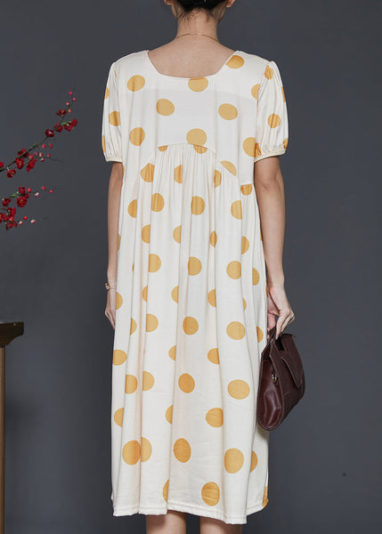 Boutique Beige Square Collar Print Cotton Long Dresses Summer SD1012 Ada Fashion