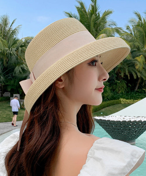 Boutique Black Bow Straw Woven Beach Sun Hat II048 hat-HAT240825