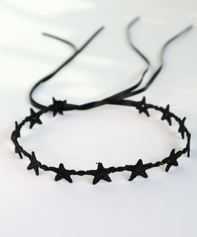 Boutique Black Lace Star Bow Tie Lace Pendant Necklace YU006 ABC