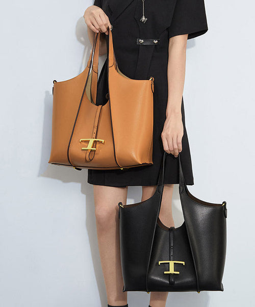 Boutique Black Large Capacity Calf Leather Satchel Handbag QF016 Bag-BGS241017