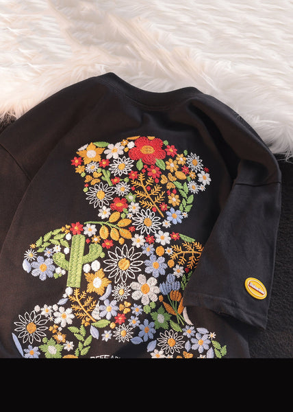 Boutique Black Men Shirt T O Summer Embroideried Cotton Neck FashionChic