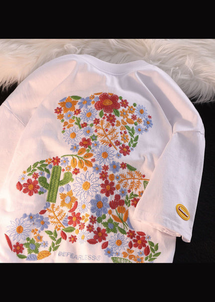 Boutique Black Men Shirt T O Summer Embroideried Cotton Neck FashionChic