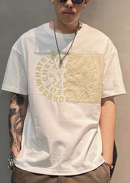 Boutique Black O Neck Graphic Cotton Men T Shirt Summer WA014 MENT241110