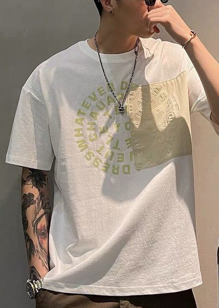 Boutique Black O Neck Graphic Cotton Men T Shirt Summer WA014 MENT241110