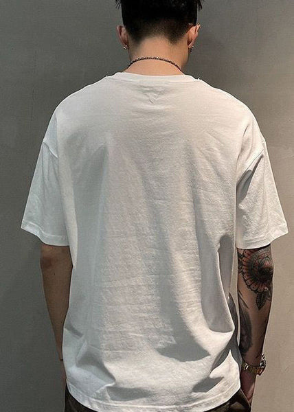 Boutique Black O Neck Graphic Cotton Men T Shirt Summer WA014 MENT241110