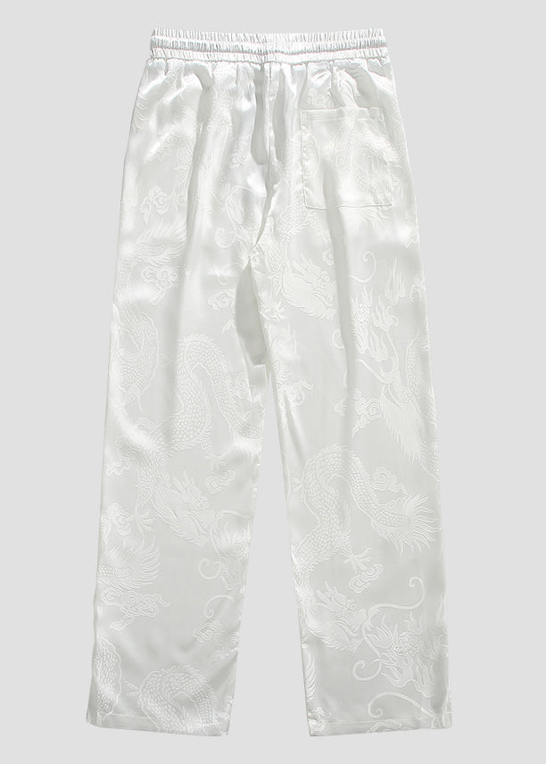 Boutique Black Pockets Jacquard Ice Silk Mens Pants Summer YT031 Men-Silk-MENP240721