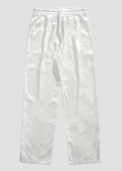 Boutique Black Pockets Jacquard Ice Silk Mens Pants Summer YT031 Men-Silk-MENP240721