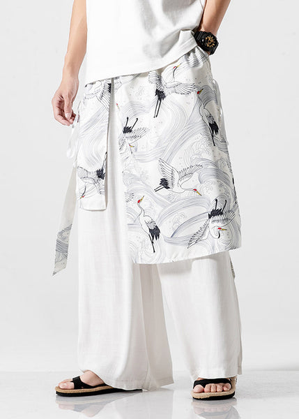 Boutique Black Pockets Print Patchwork Cotton Men Pants Skirt Summer SA058 Men-casual-MENP240726