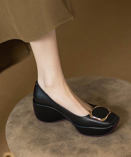 Boutique Black Sequined Splicing Wedge High Heels WT041 shoe-PG241030