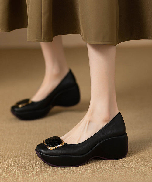 Boutique Black Sequined Splicing Wedge High Heels WT041 shoe-PG241030