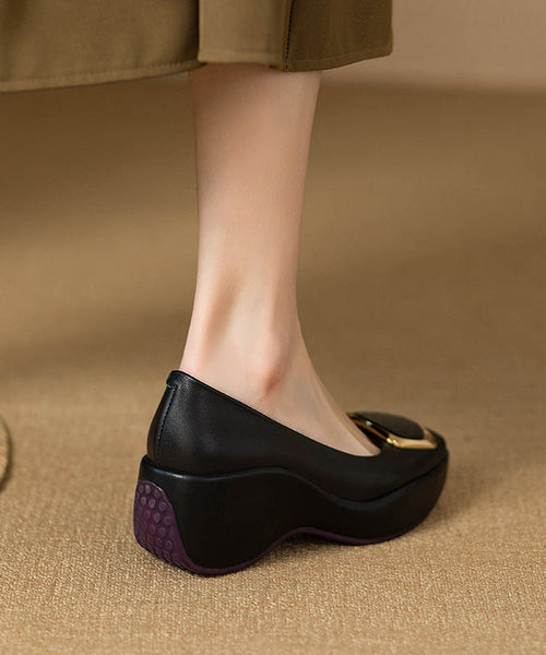 Boutique Black Sequined Splicing Wedge High Heels WT041 shoe-PG241030