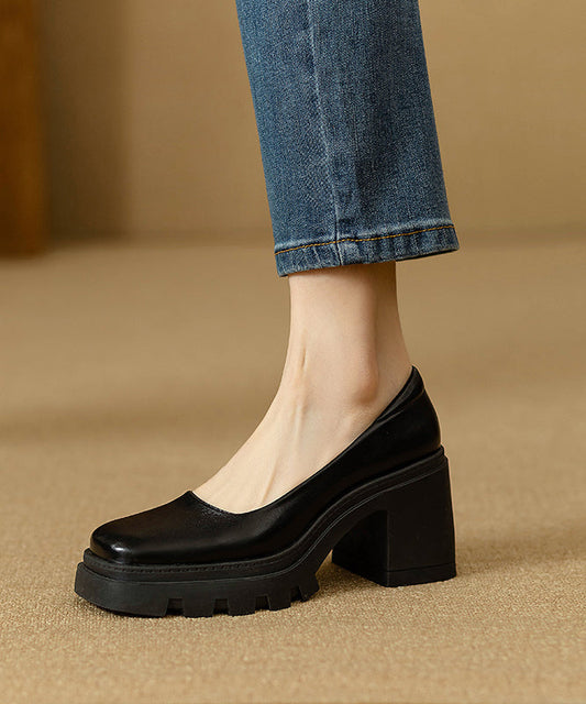 Shoes Heel Black Comfortable Splicing Boutique Chunky FashionChic