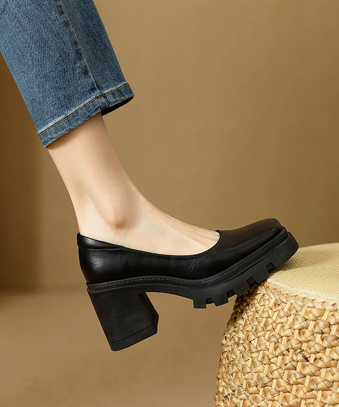 Shoes Heel Black Comfortable Splicing Boutique Chunky FashionChic