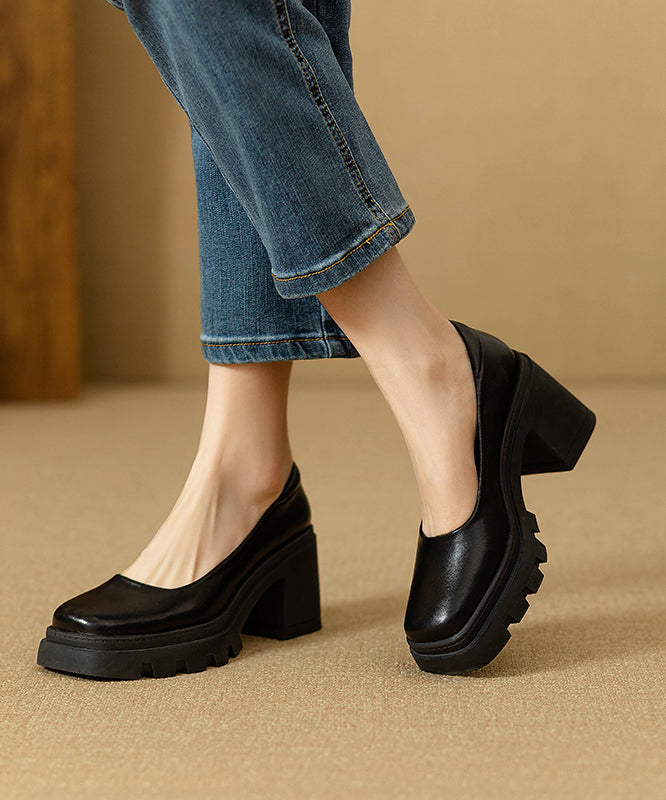 Shoes Heel Black Comfortable Splicing Boutique Chunky FashionChic