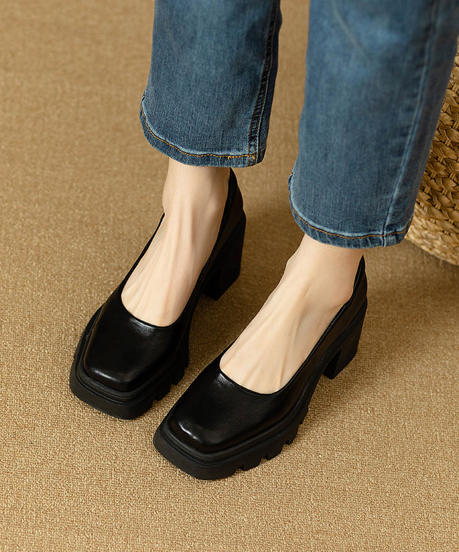 Shoes Heel Black Comfortable Splicing Boutique Chunky FashionChic