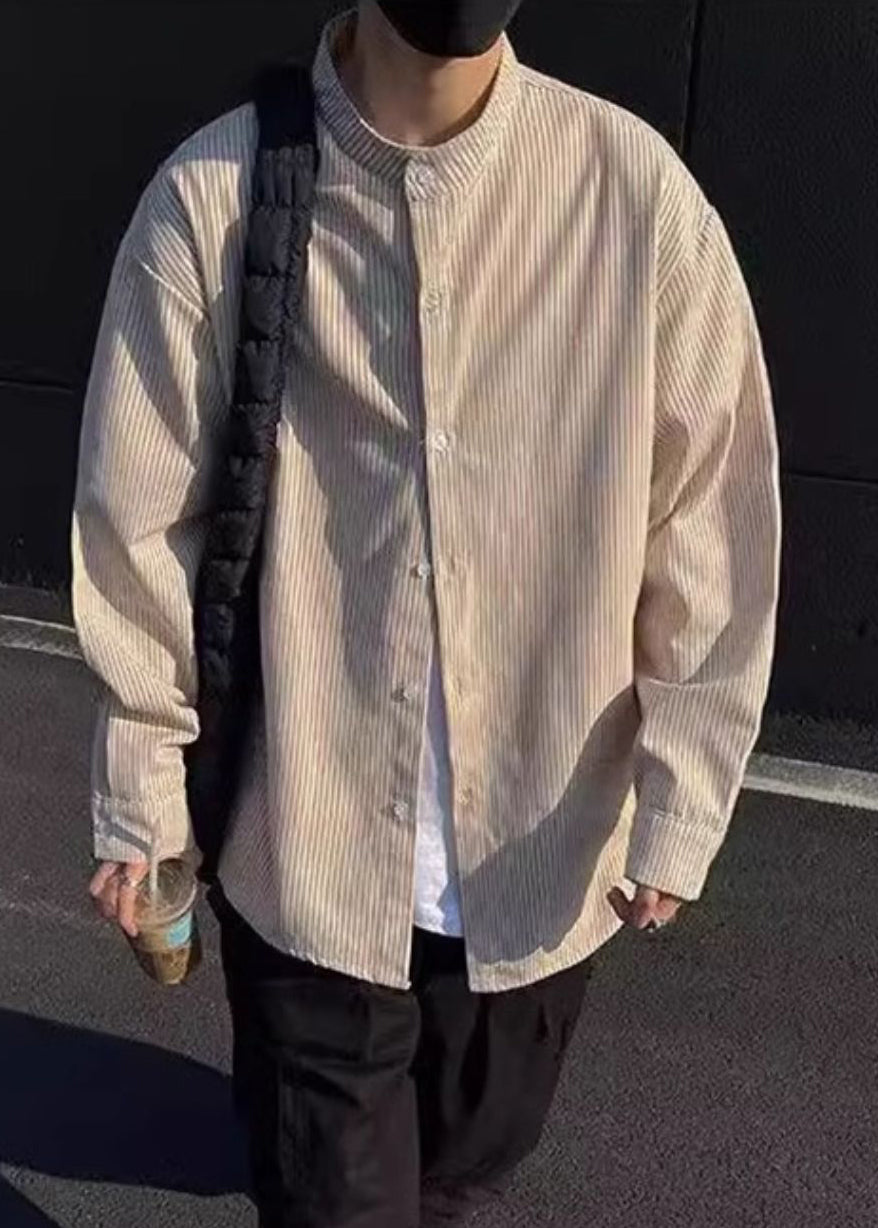 Boutique Black Shirts Spring Striped Button Men's Cotton FashionChic