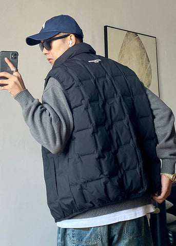 Boutique Black Zip Up Duck Down Men Vests Winter TK018