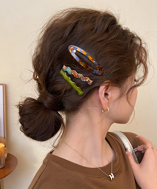 Three Combination Boutique Alloy Hairpin Sets Acrylic Blue FashionChic